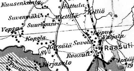 Деревня Сувенмяки на финской карте 1923 года