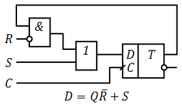 Реализация RS-триггера на базе D-триггера.png