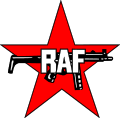 Флаг RAF (изображённый HK MP5 часто путают с АК)