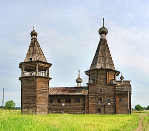 Церковь Иоанна Златоуста, восьмерик на четверике. Саунино (Кипрово). (Архангельская обл.)