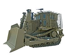 Бронированный бульдозер Caterpillar D9R, используемый Армией обороны Израиля